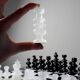 Large vintage chess set from the 70s, white and black marble, Italian craftsmanship