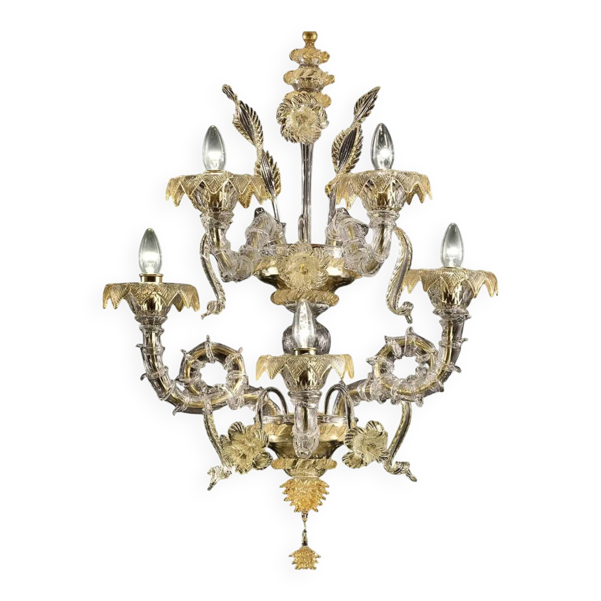 Verre de Murano Ca’ Rezzonico impérial de luxe avec feuille d'or
