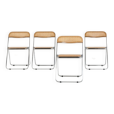 Vintage Plia Folding Chair in Vienna Straw by Giancarlo Piretti for Anonima Castelli, 1970s, Set of 5