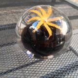 Sulfide-paper press made of glass, black & yellow, star décor.