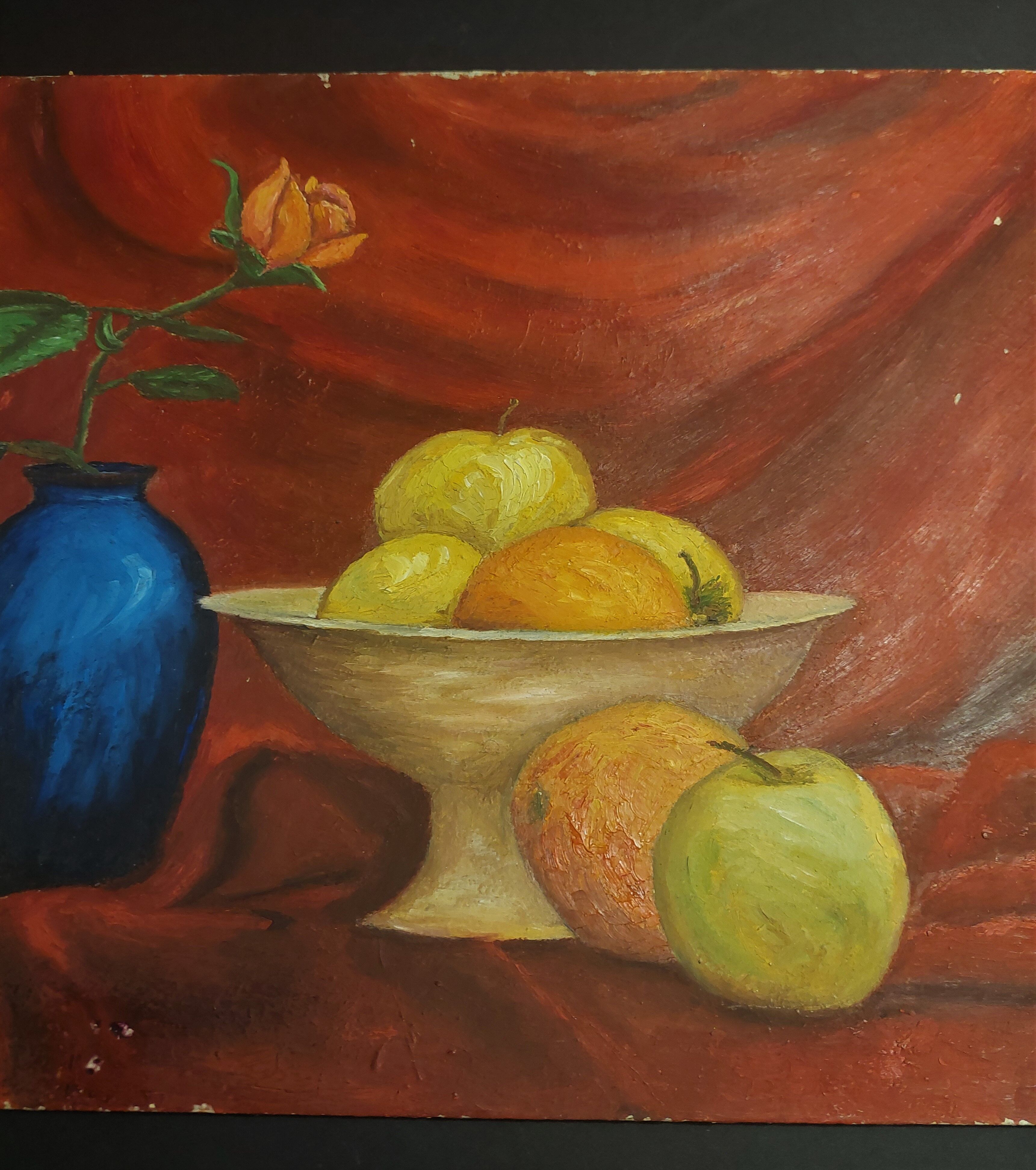 Painting oil on cardboard still life