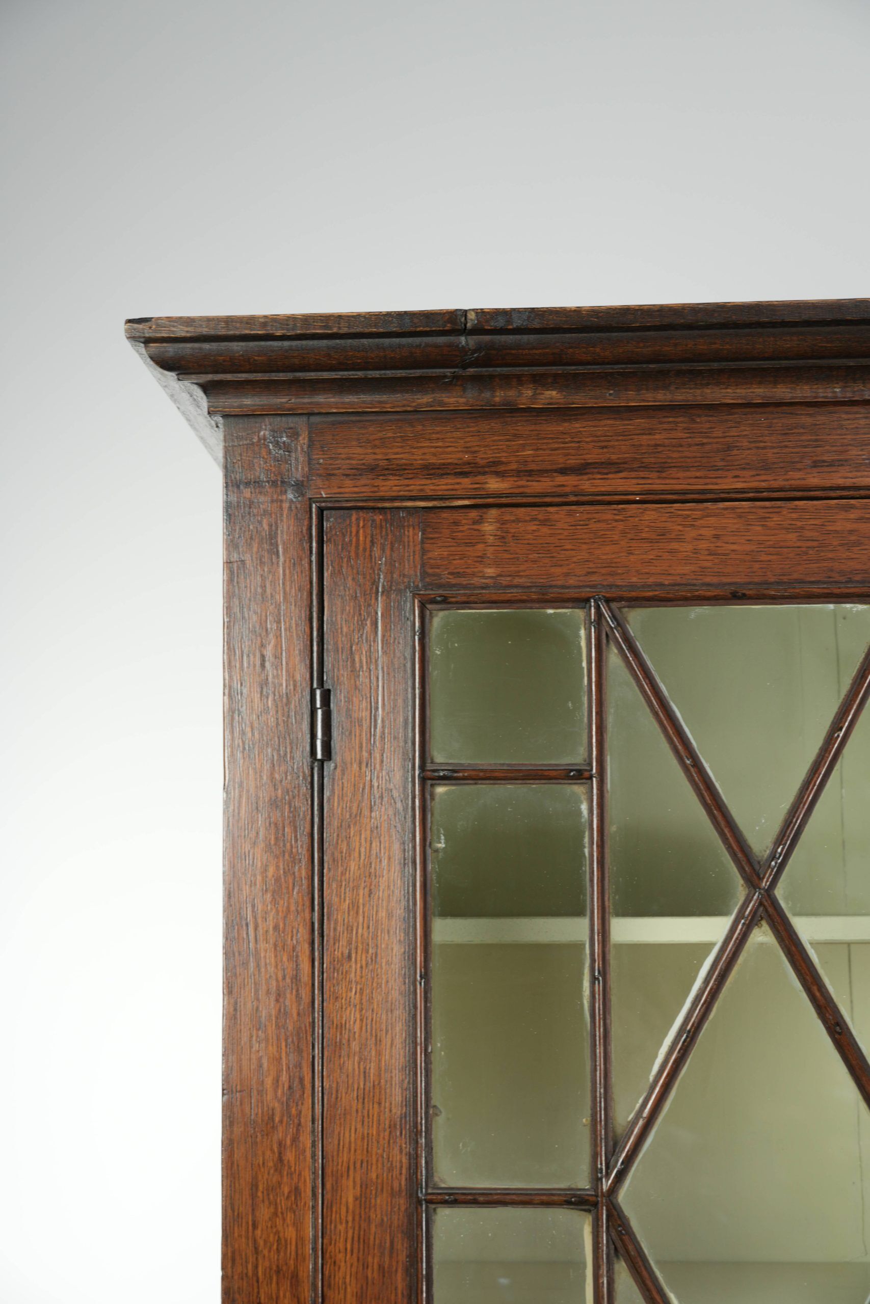 Antique 18th-century Welsh/English oak bookcase/buffet with original glass