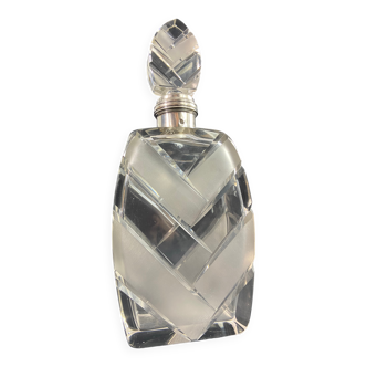 Art Deco design crystal bottle with solid silver Minerva frame
