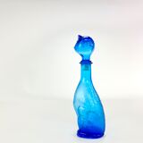 Glass cat decanter from empoli, italy