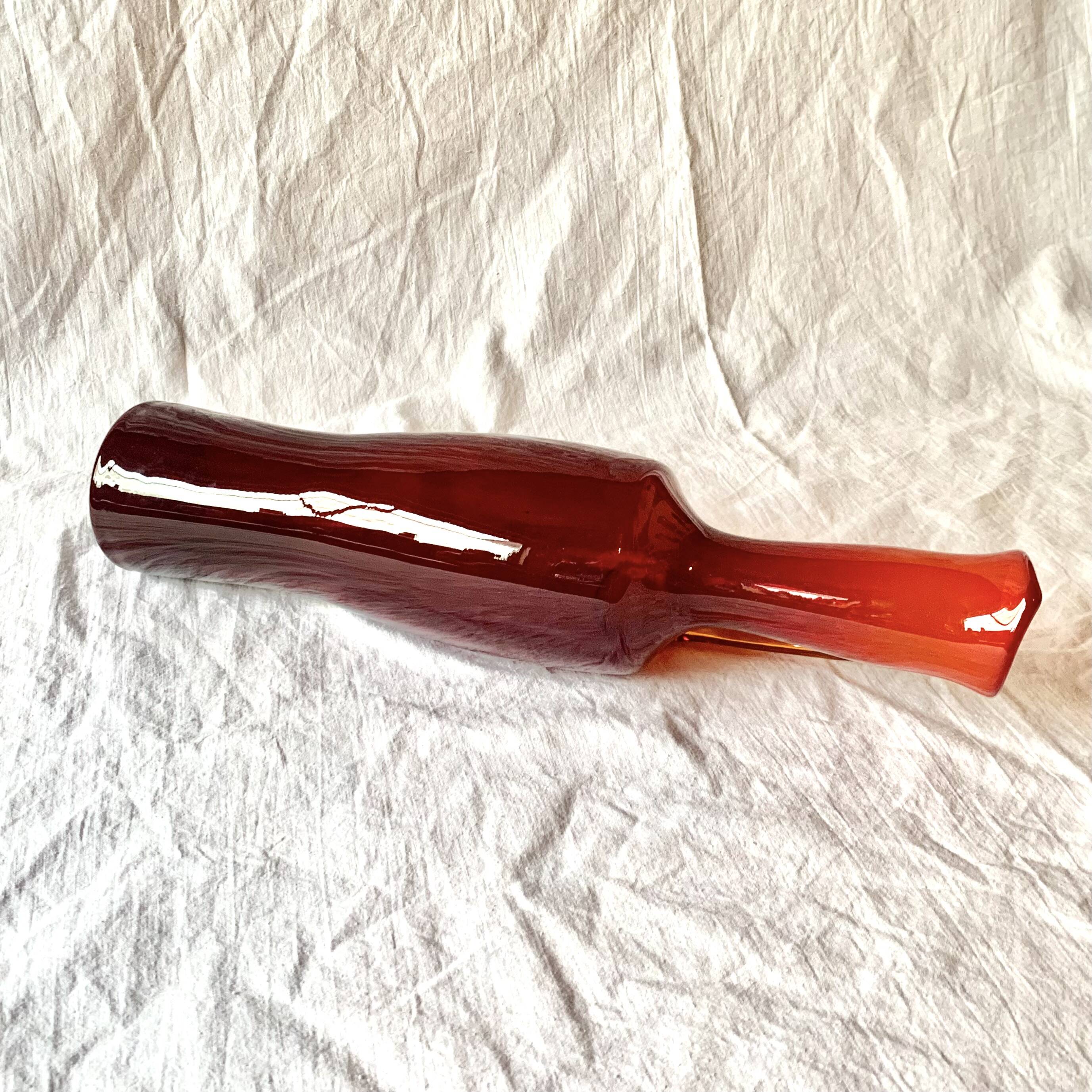 Vintage red blown glass vase