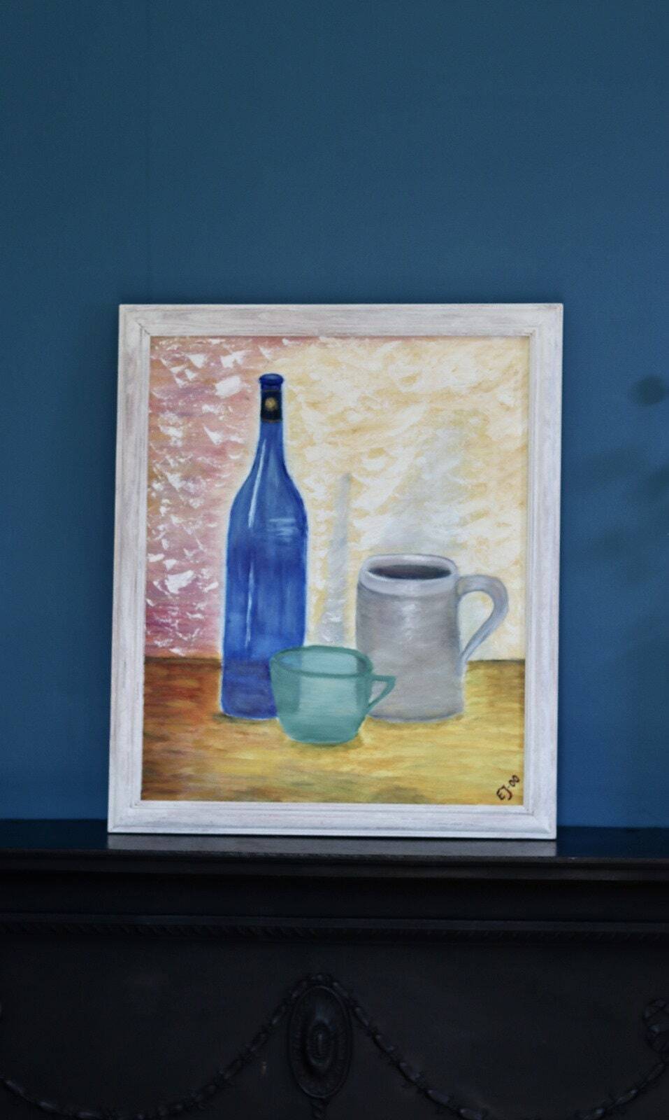 Swedish Mid-Century Oil on Canvas " Still life" Vintage and Framed