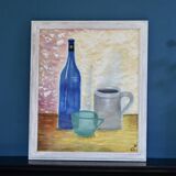 Swedish Mid-Century Oil on Canvas " Still life" Vintage and Framed