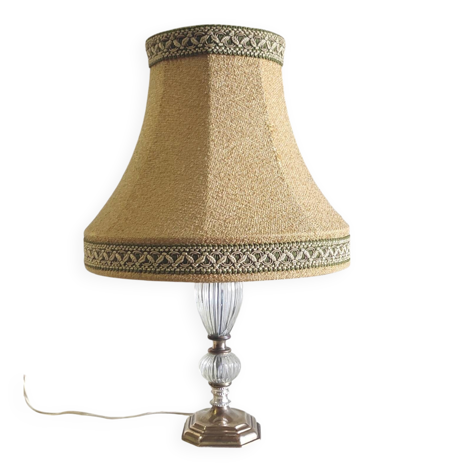 Table lamp in brass and glass - mid 20th century