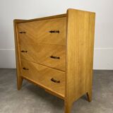 50s chest of drawers with blond wood compass feet