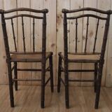 Pair of Napoleon III turned wood and cane chairs