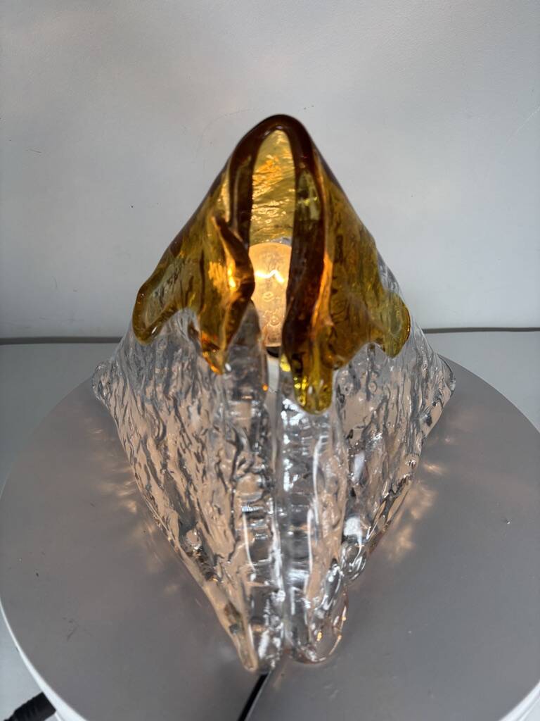 Mazzega Nason Murano orange pyramid lamp 1970 vintage Italy