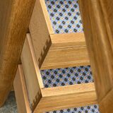 Parisian hotel wardrobe with bevelled mirror, solid raw oak, 1920.