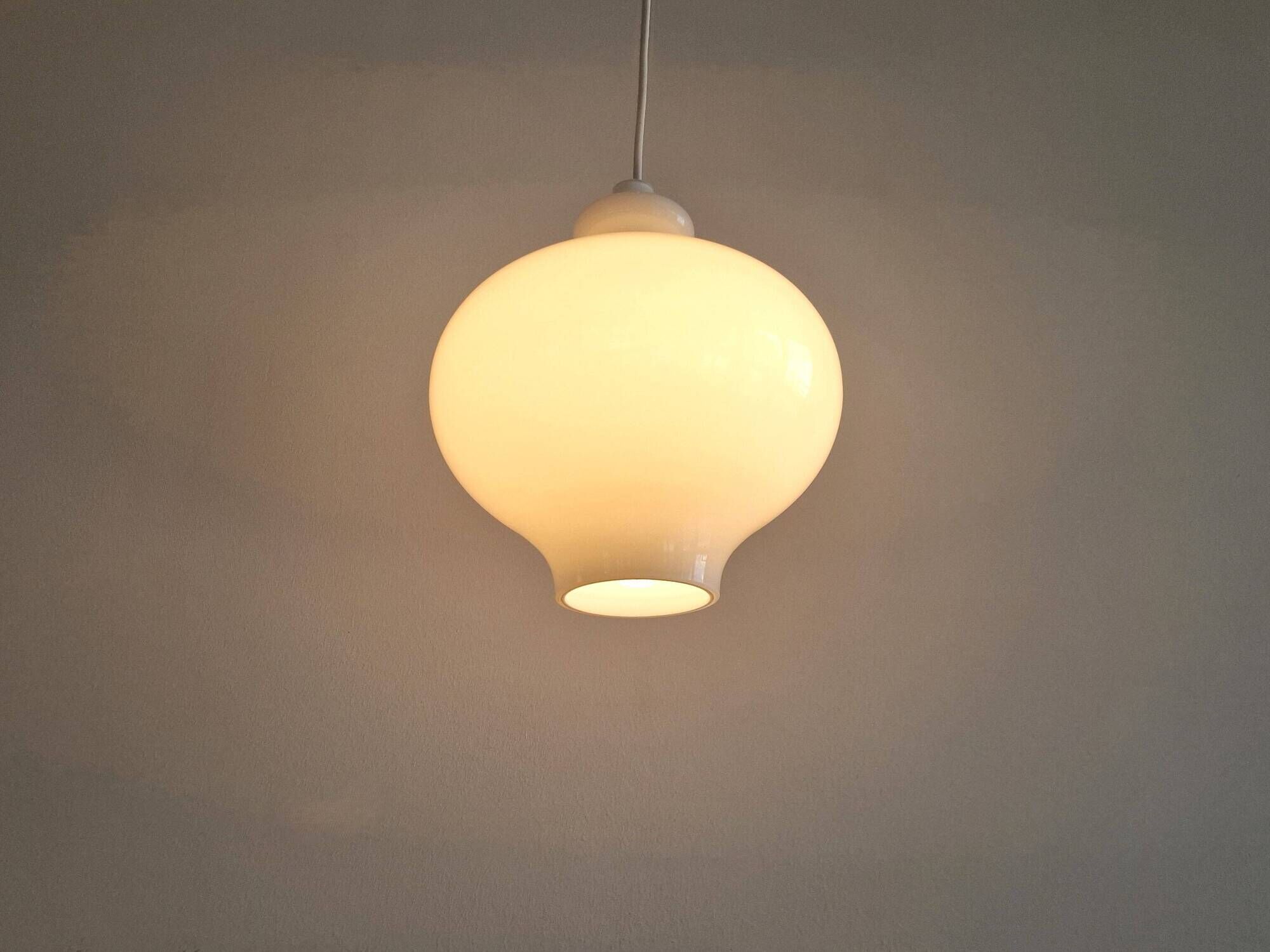 White glass pendant lamp by Hans Agne Jakobsson for Staff Leuchten