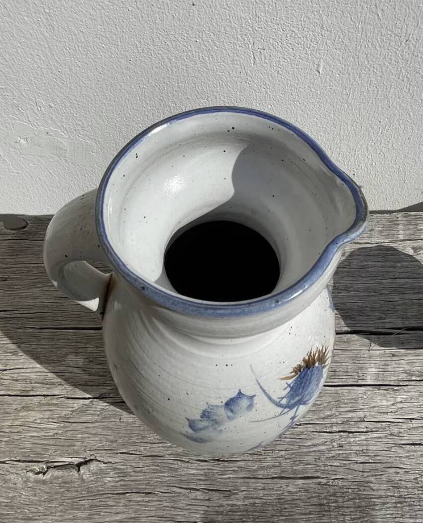 Marcy signed pitcher / terracotta ceramic carafe