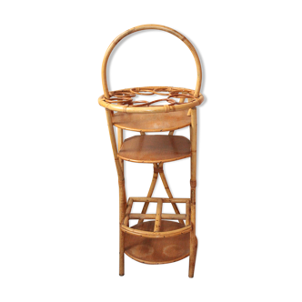 Porte bouteille en rotin et  bambou