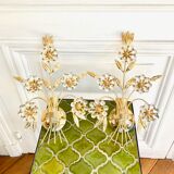 Pair of golden wall lamps Italy 70-80