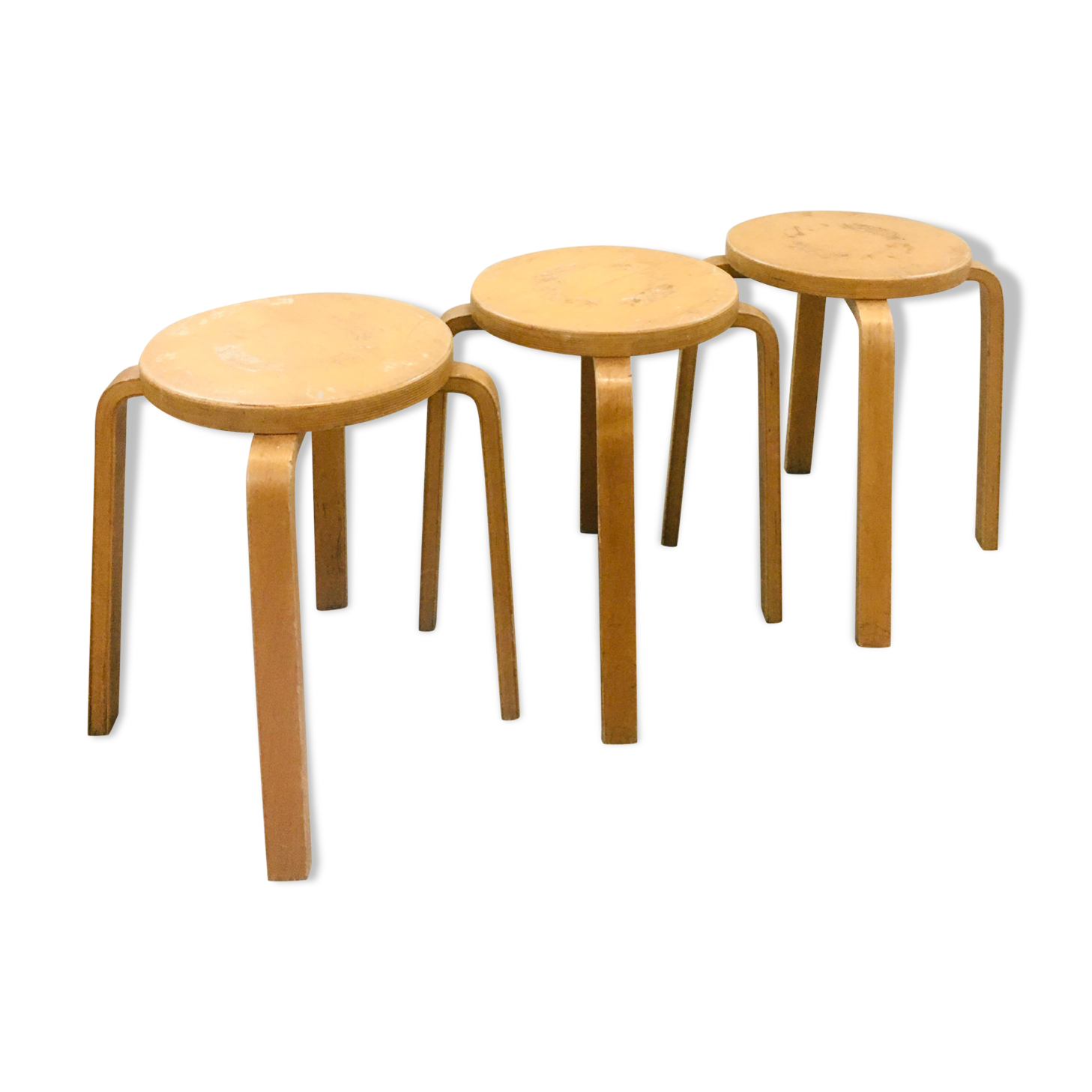 Suite of 3 Alvar Aalto stools for Artek