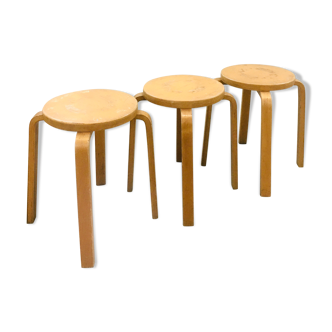 Suite of 3 Alvar Aalto stools for Artek