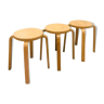 Suite of 3 Alvar Aalto stools for Artek