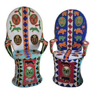 Beaded throne armchairs from Nigeria 1960s