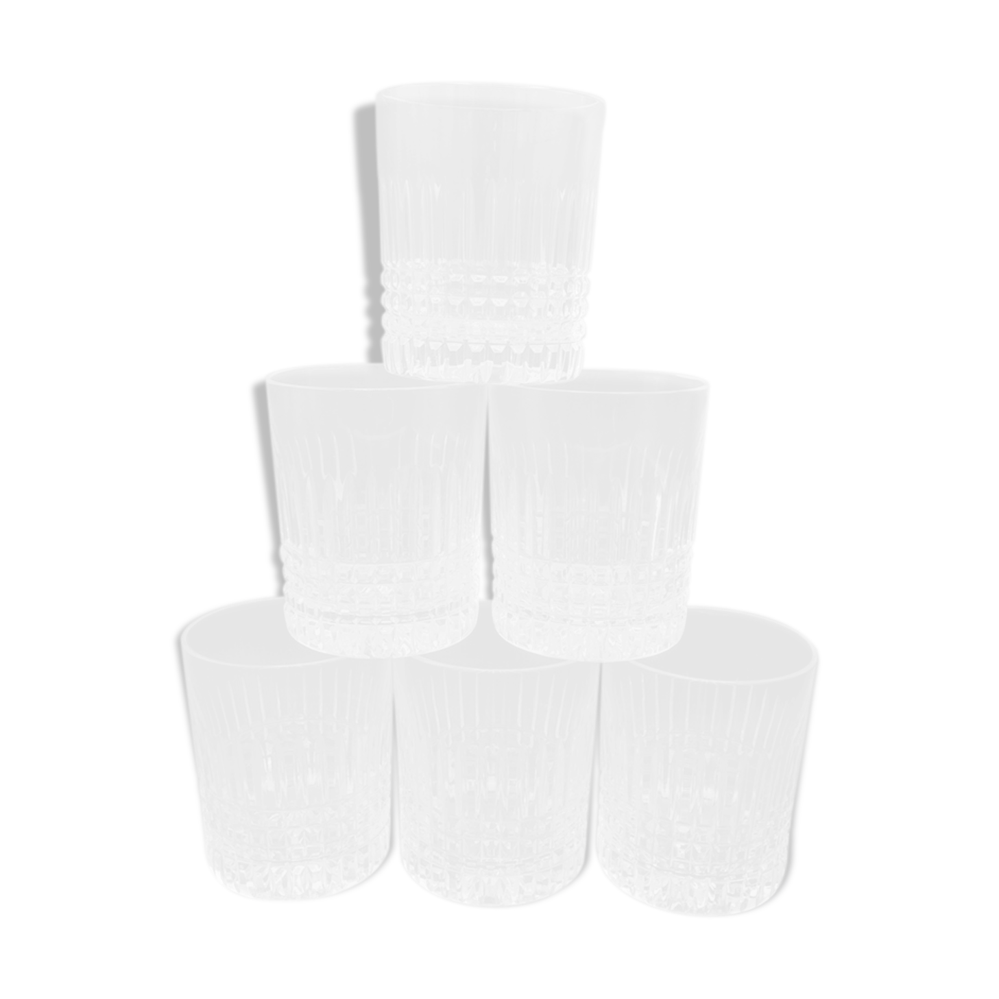Series of 6 crystal whiskey glasses