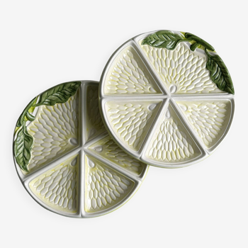 Set de 2 assiettes en céramique motif citron