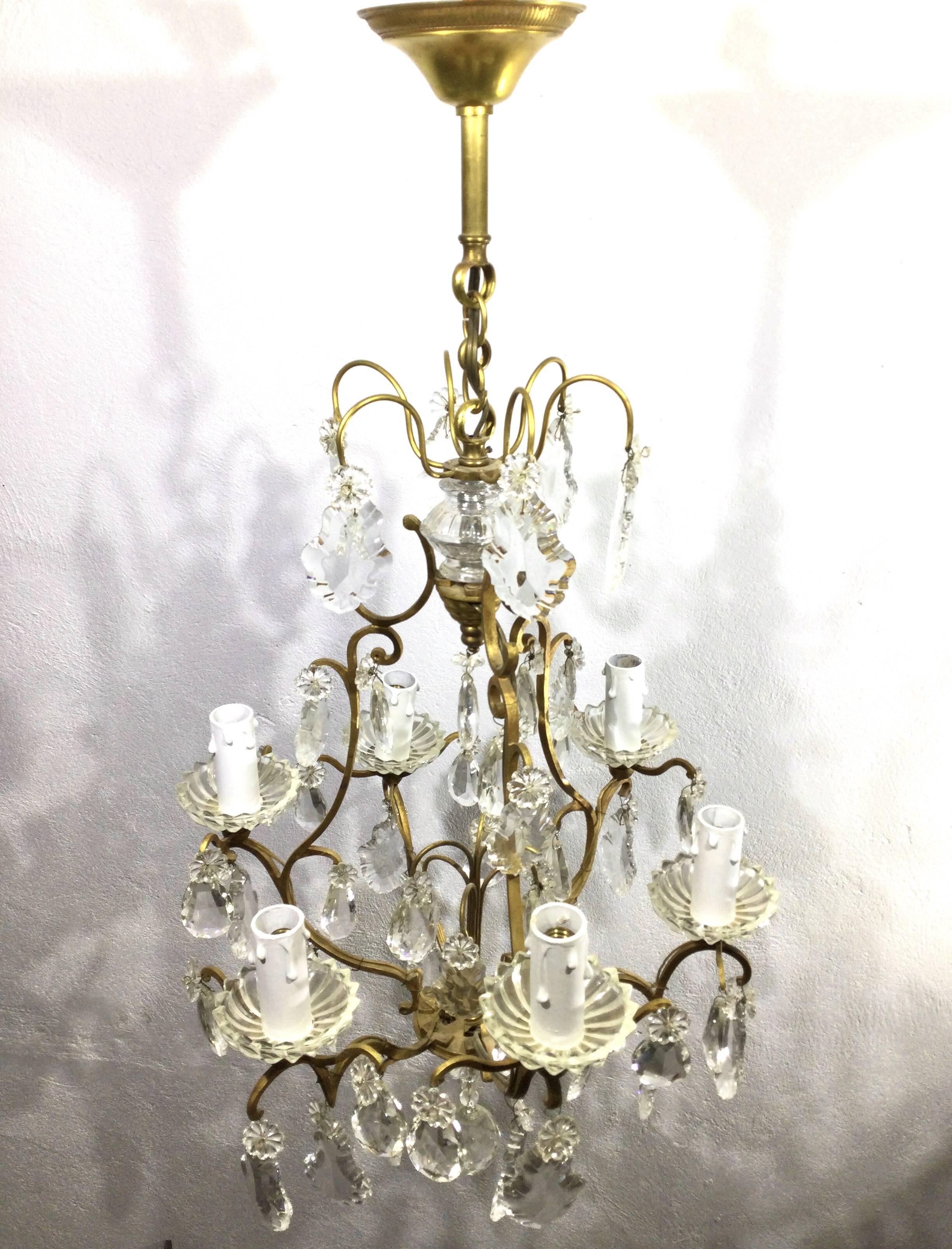 Cage Chandelier 6 Lights Bronze And Crystal