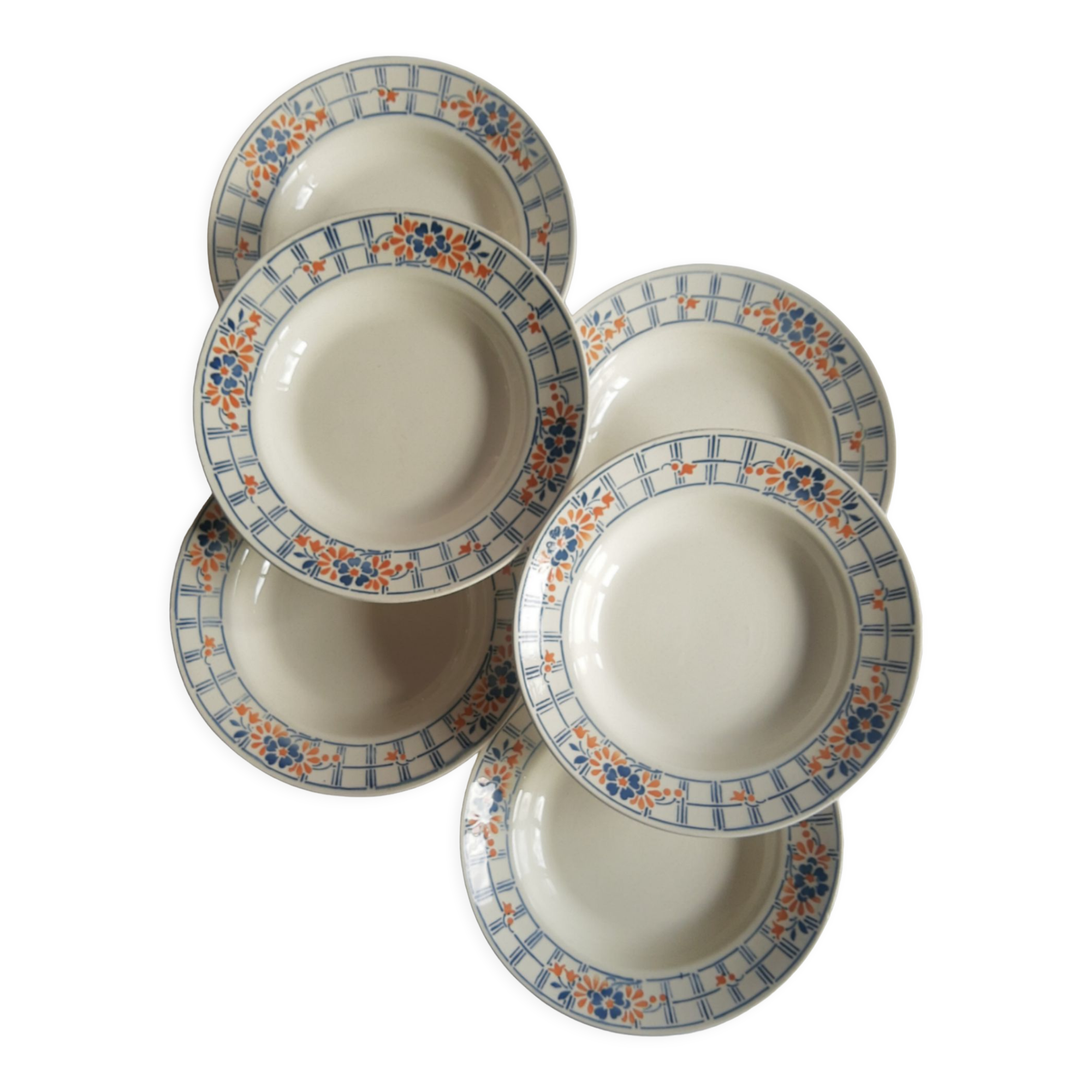 Set of 6 hollow plates Badonvillers chavillé vintage