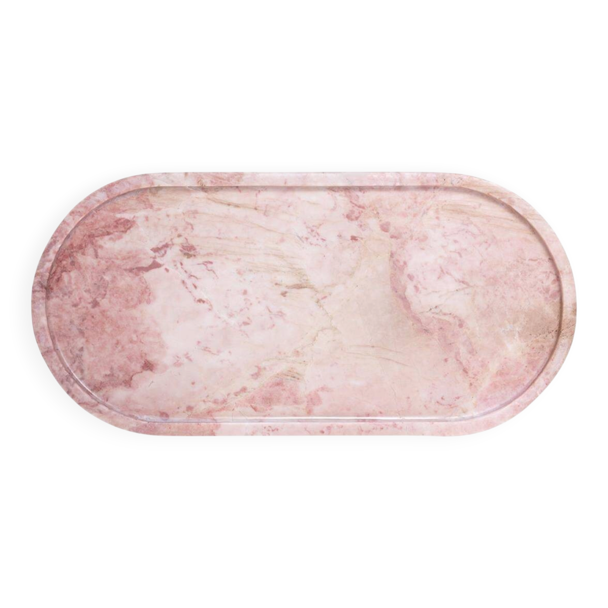 Oval marble platter in pink
