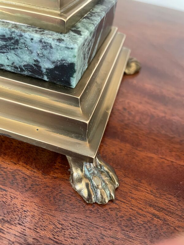 Lampe colonne en bronze doré et marbre 36cm