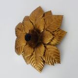 Wall light, ceiling light sun foliage in gold metal, vintage ceiling light. 70s - 80s