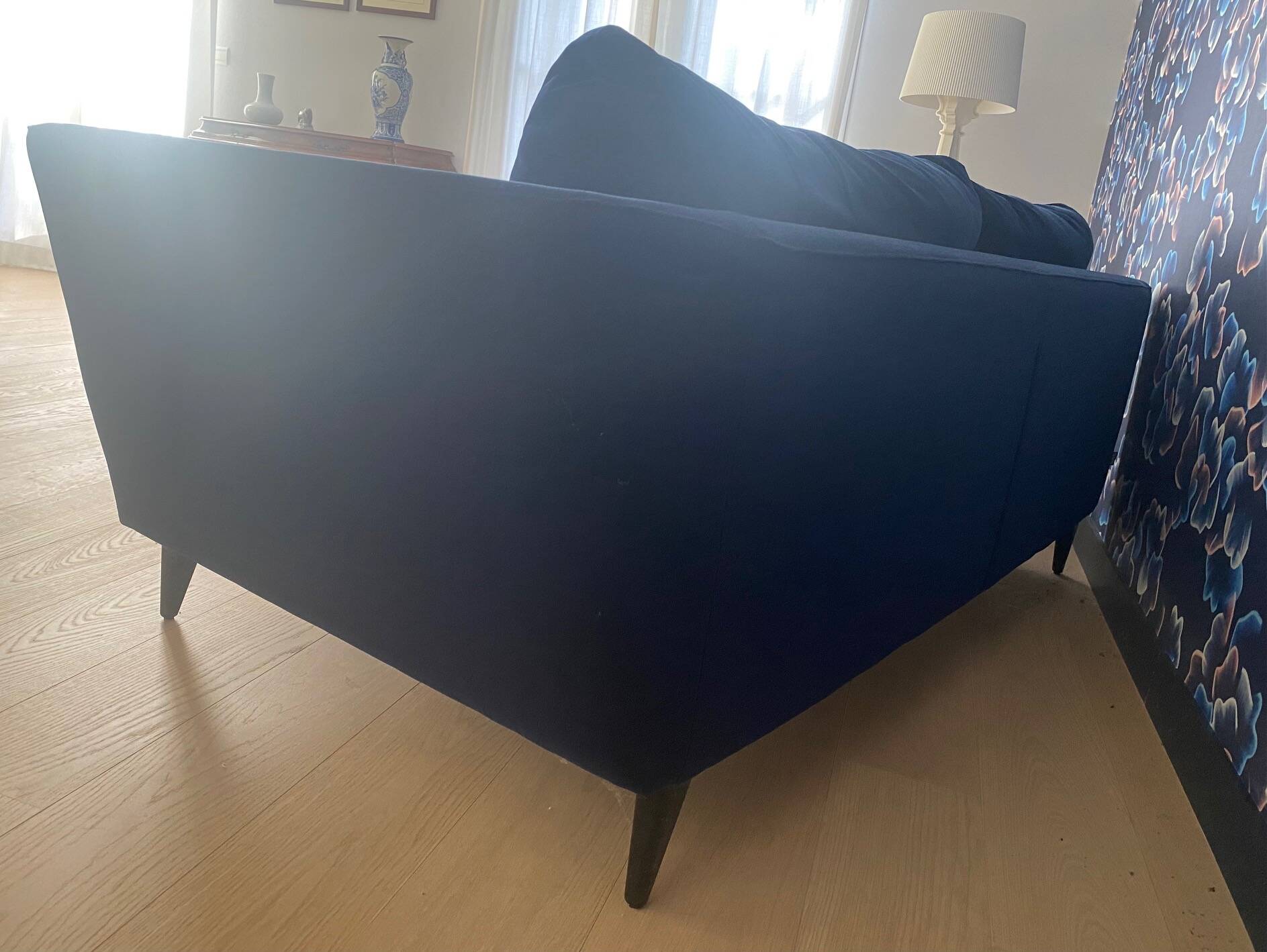 SITS Nova 3-seater canapé in Dedar blue velvet – very good condition.