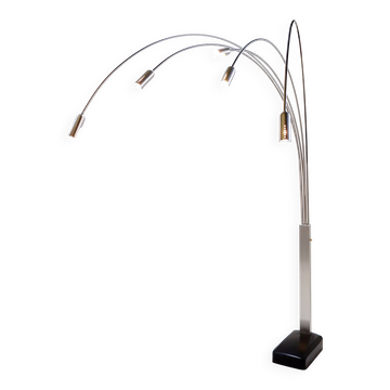 Lampadaire arc italien à 5 bras en chrome brossé - 1970s