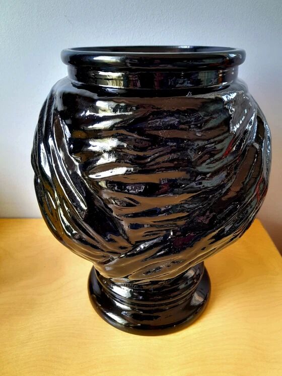 Vase ou cache pot tête de Maure en verre 1970