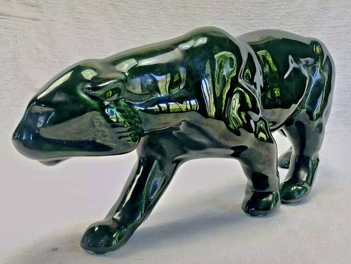 Ancienne statue statue lionne tigre Art Déco 1930 craquelé Saint Clément