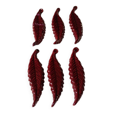 Handmade ceramic knife holder leaf decoration bohemian countryside