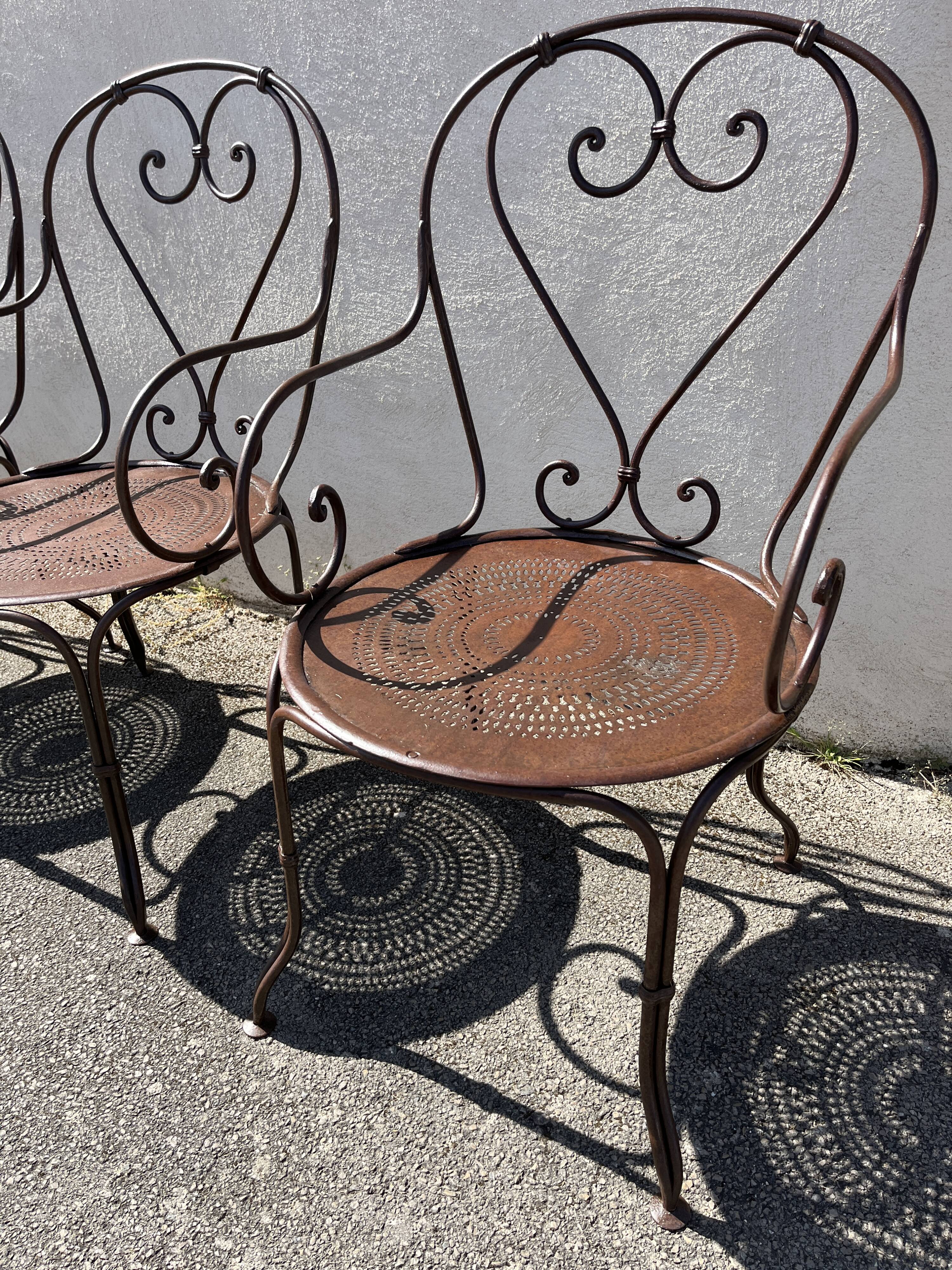 série de 4 fauteuils de jardin fer forgé