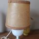 Retro white opaline table lamp, pigskin shade, 1950.