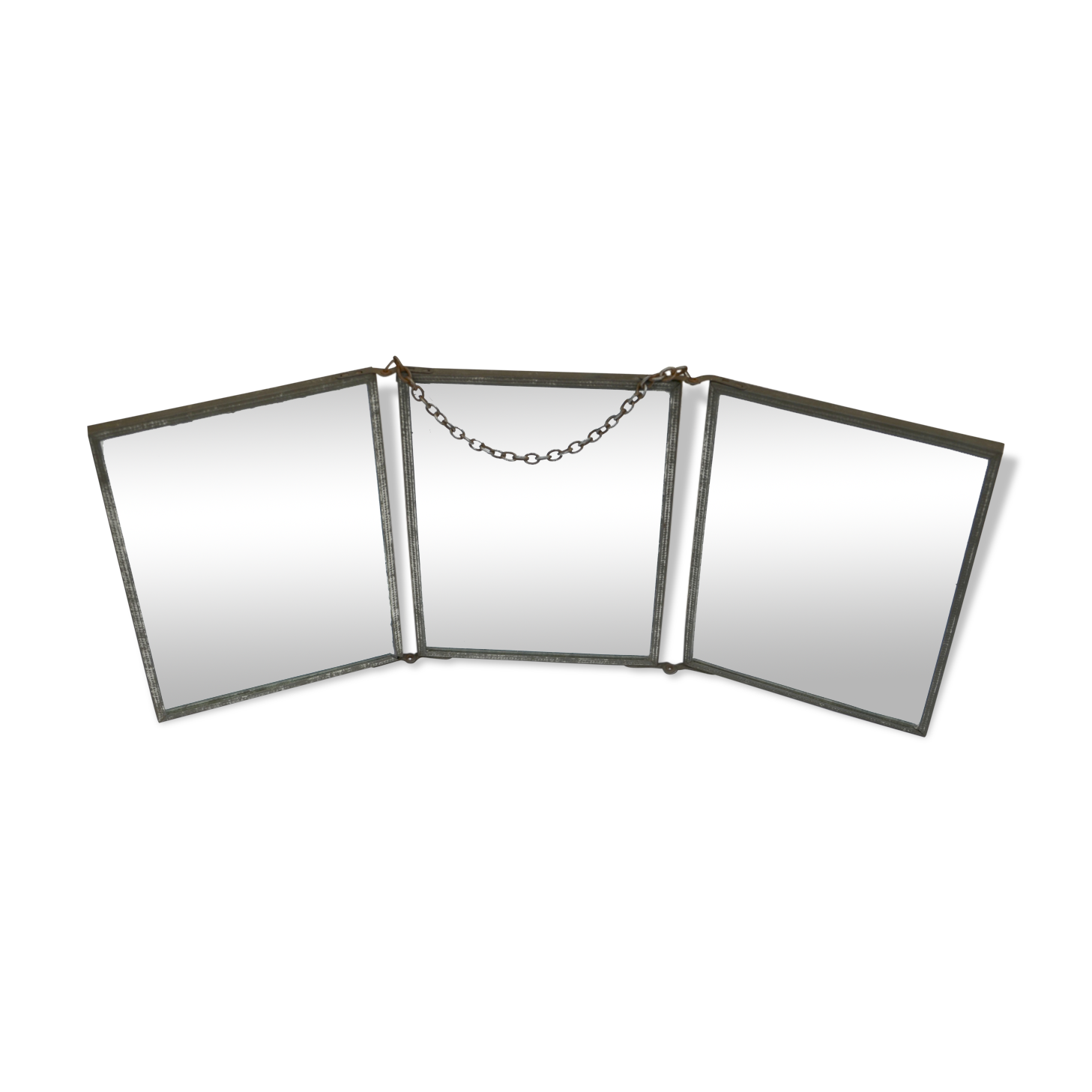 Barber triptych with chain and watercolours mirror 14x44cm