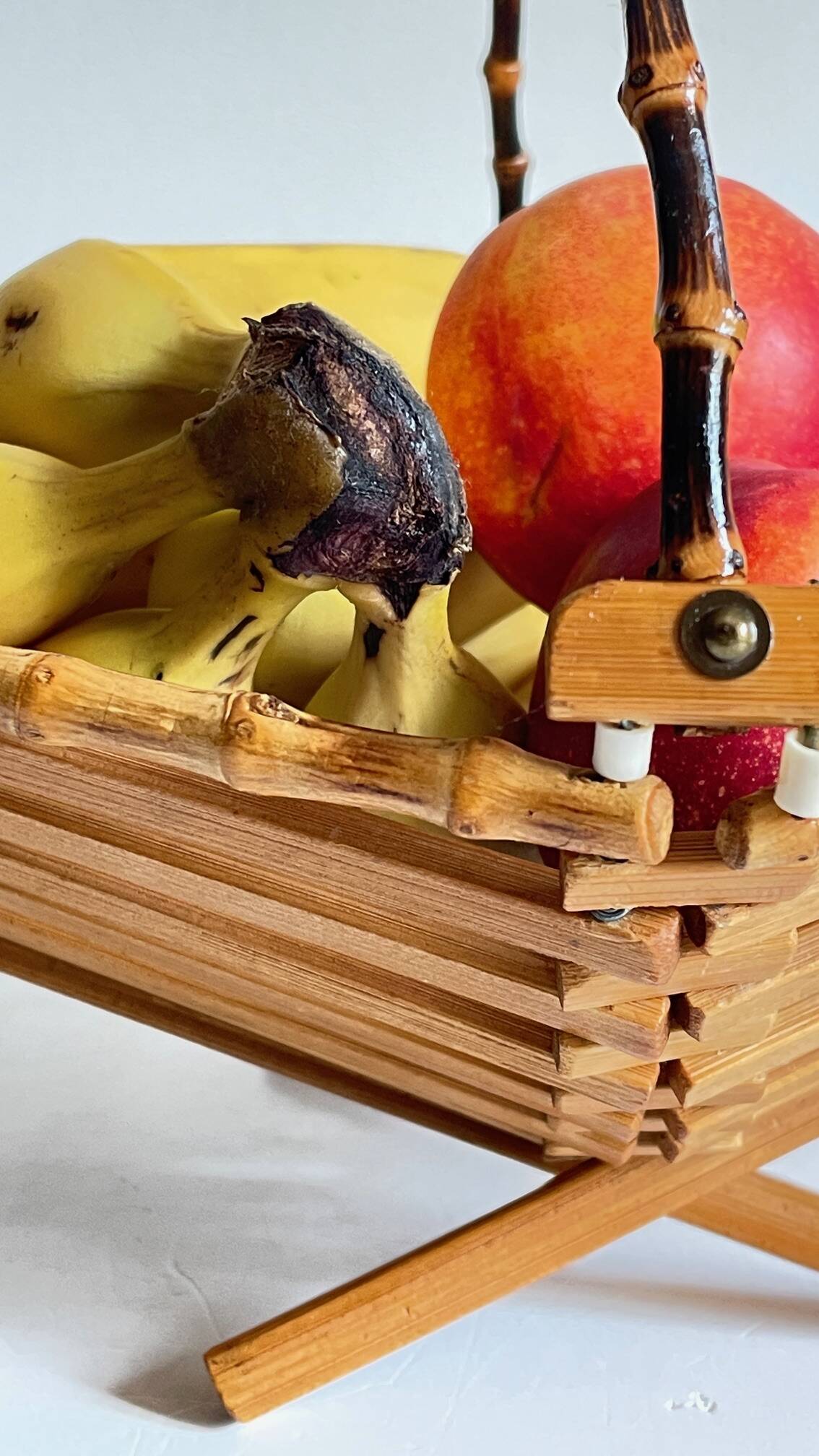 VINTAGE Wooden and Bamboo Fruit CUT BASKET