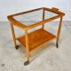 Mid-Century Modern Beech, Glass & Brass Serving Trolley, Germany 1950s