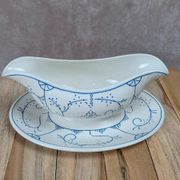 Saucière ancienne Boch décor bleu – charme campagne chic