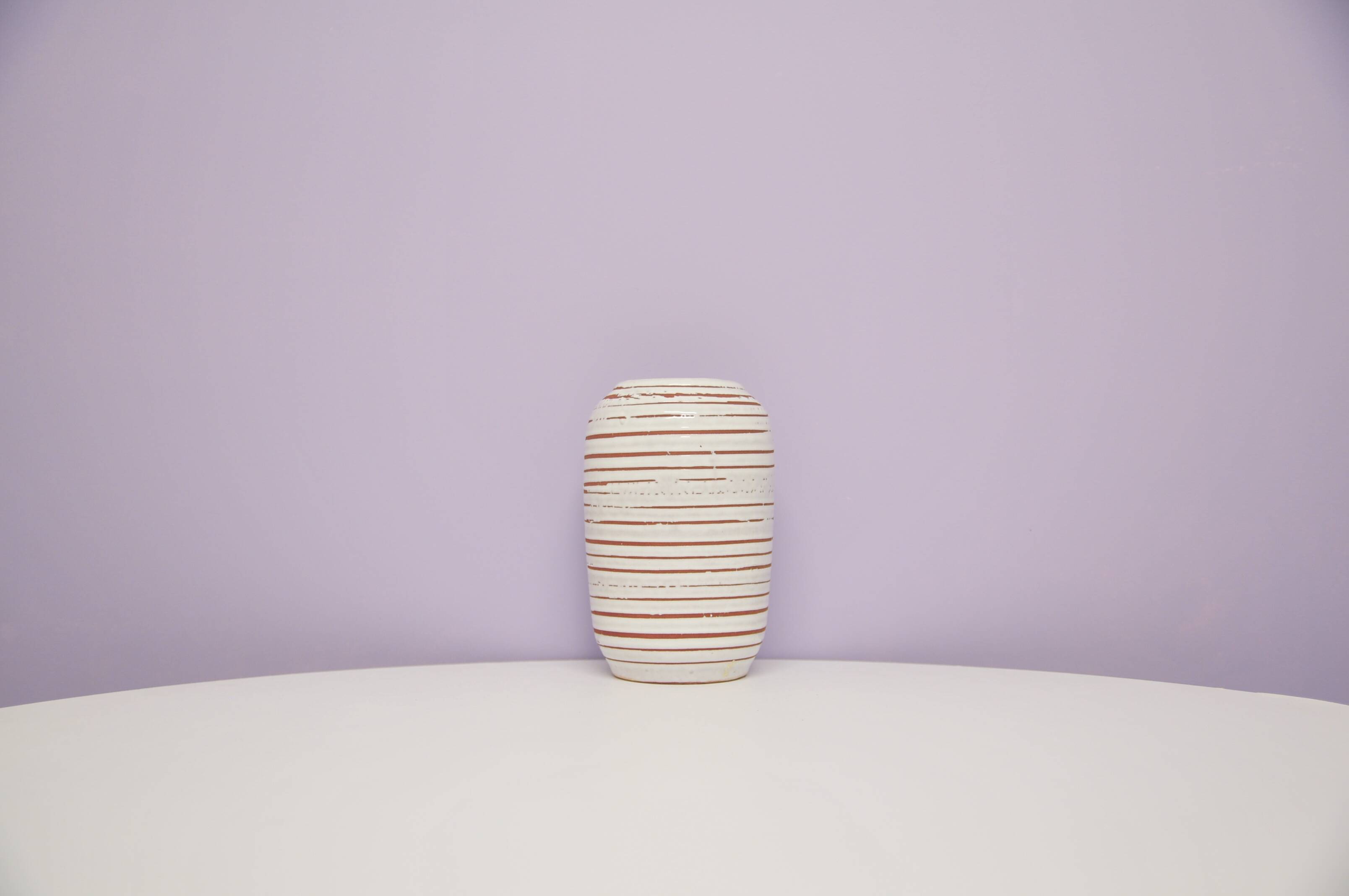 Vintage striped white geometric west germany vase scheurich