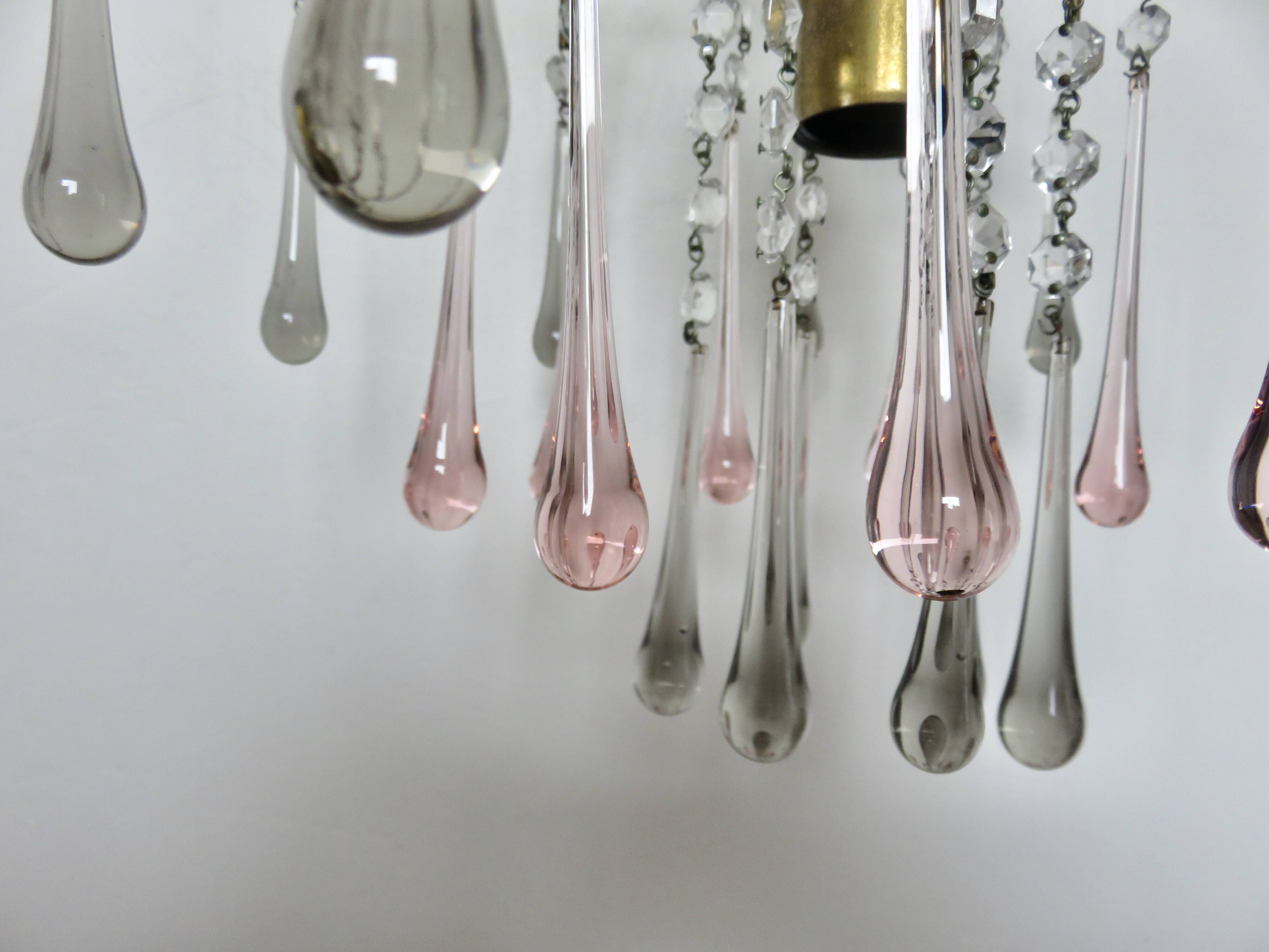 Crystal chandelier "water drop" in Murano glass, Italy