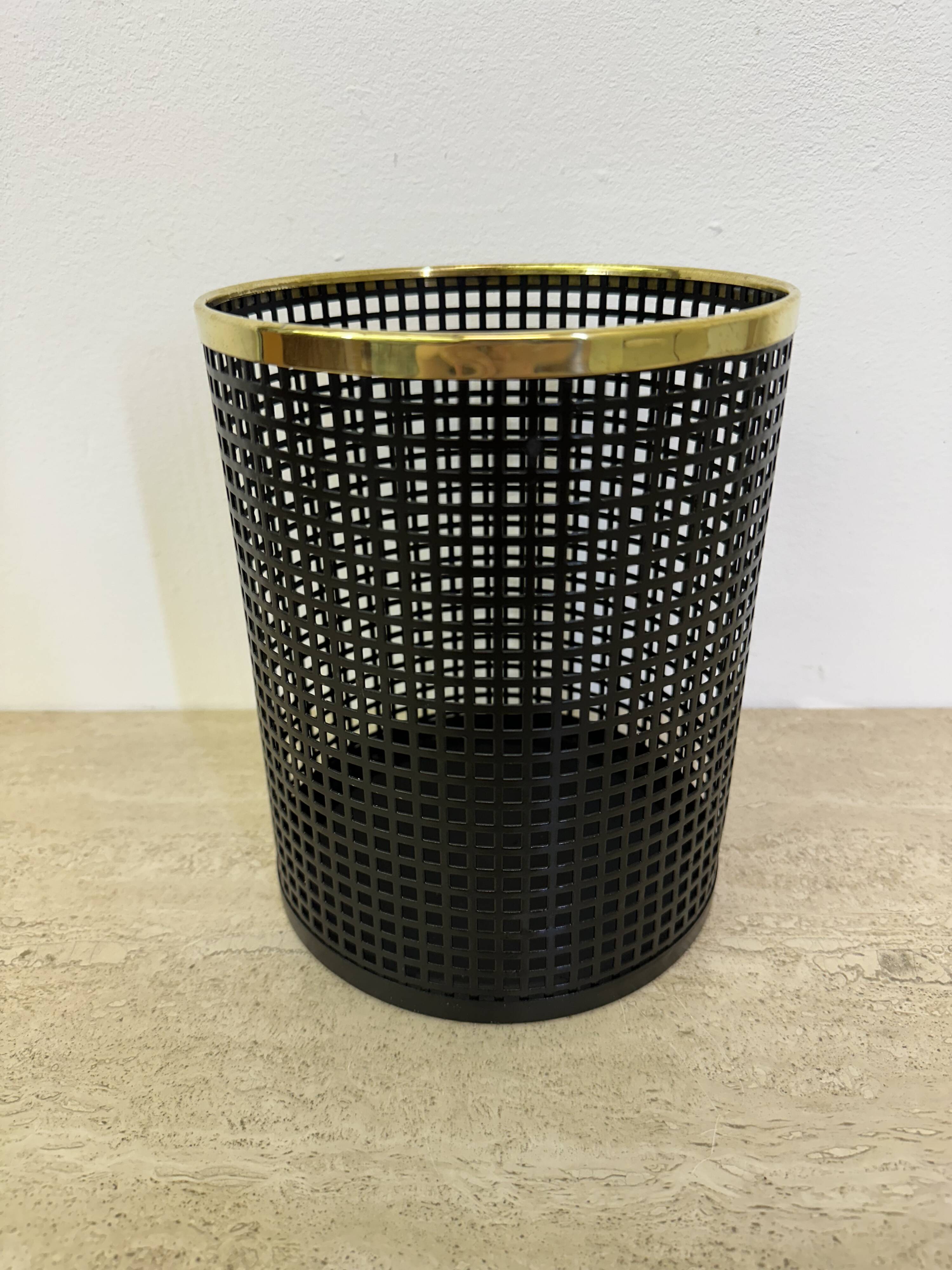 Mid century design perforated metal basket / bin , 1970s