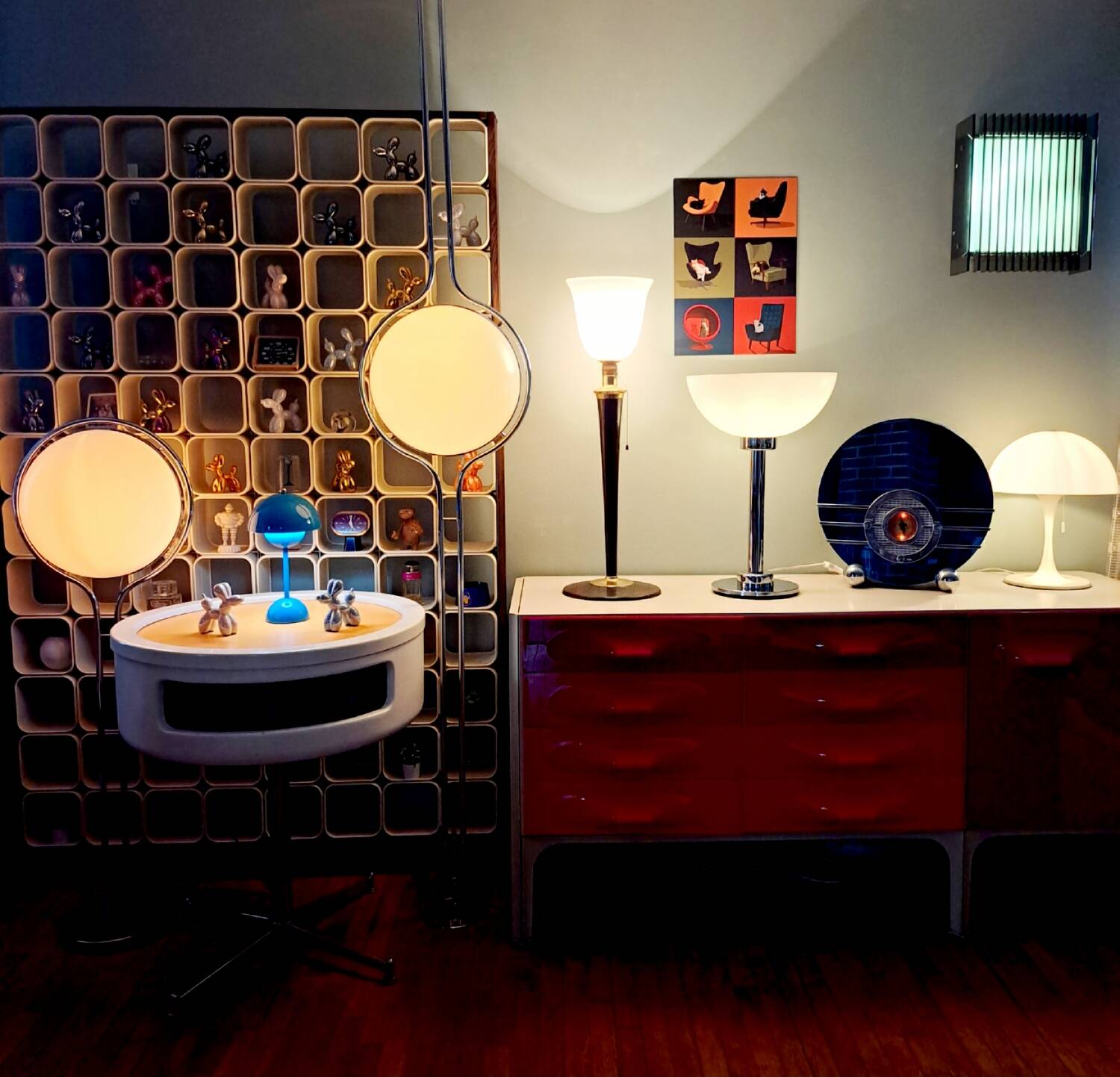 Large MAZDA 1950 Lamp Opaline Tulip/wood/metal