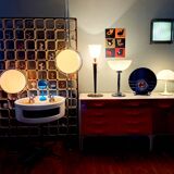 Large MAZDA 1950 Lamp Opaline Tulip/wood/metal