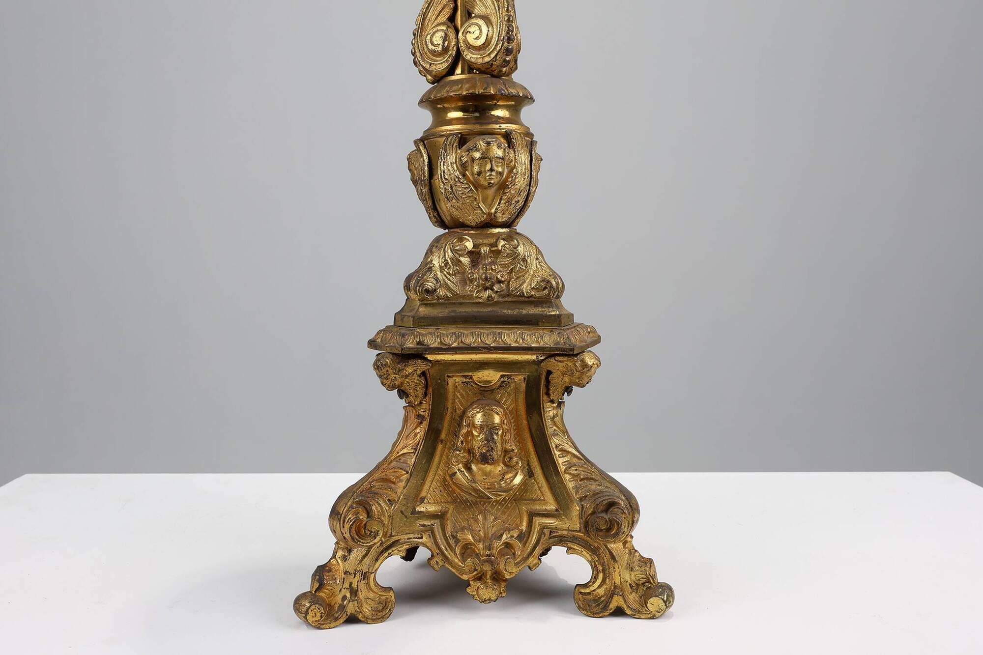Large 18th century bronze and copper church candle holder, France