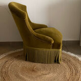 Green velvet toad armchair