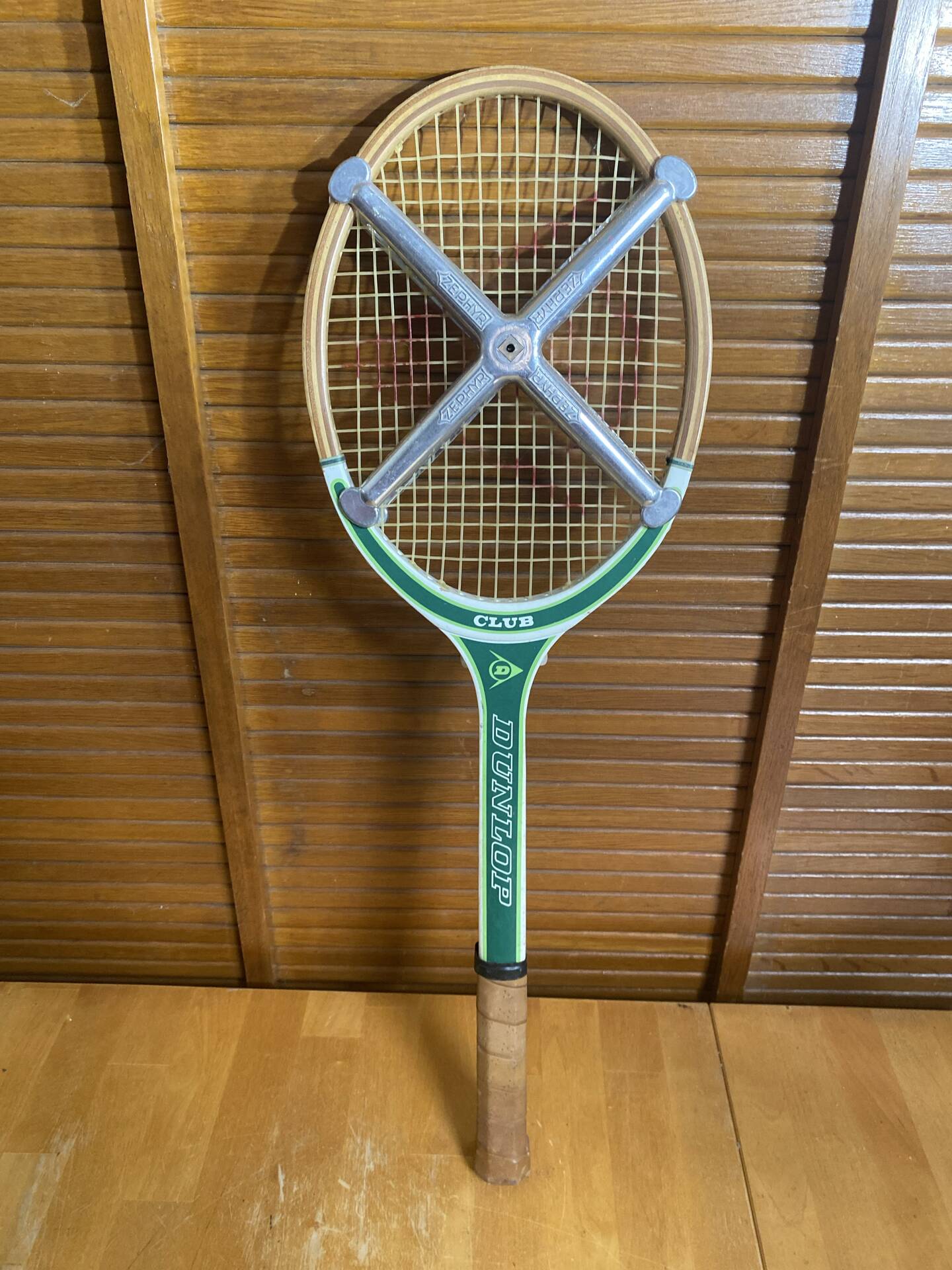 Vintage dunlop club wooden tennis racket + zéphyr protection
